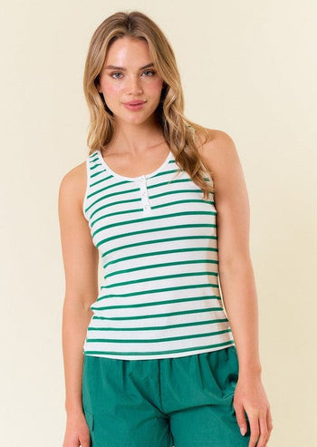 Striped Henley Tanks - 2 Colors!