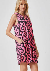 Black & Hot Pink Wrinkle Free Tank Dress