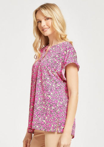 Layla Wrinkle Free Relaxed Fit Floral Top